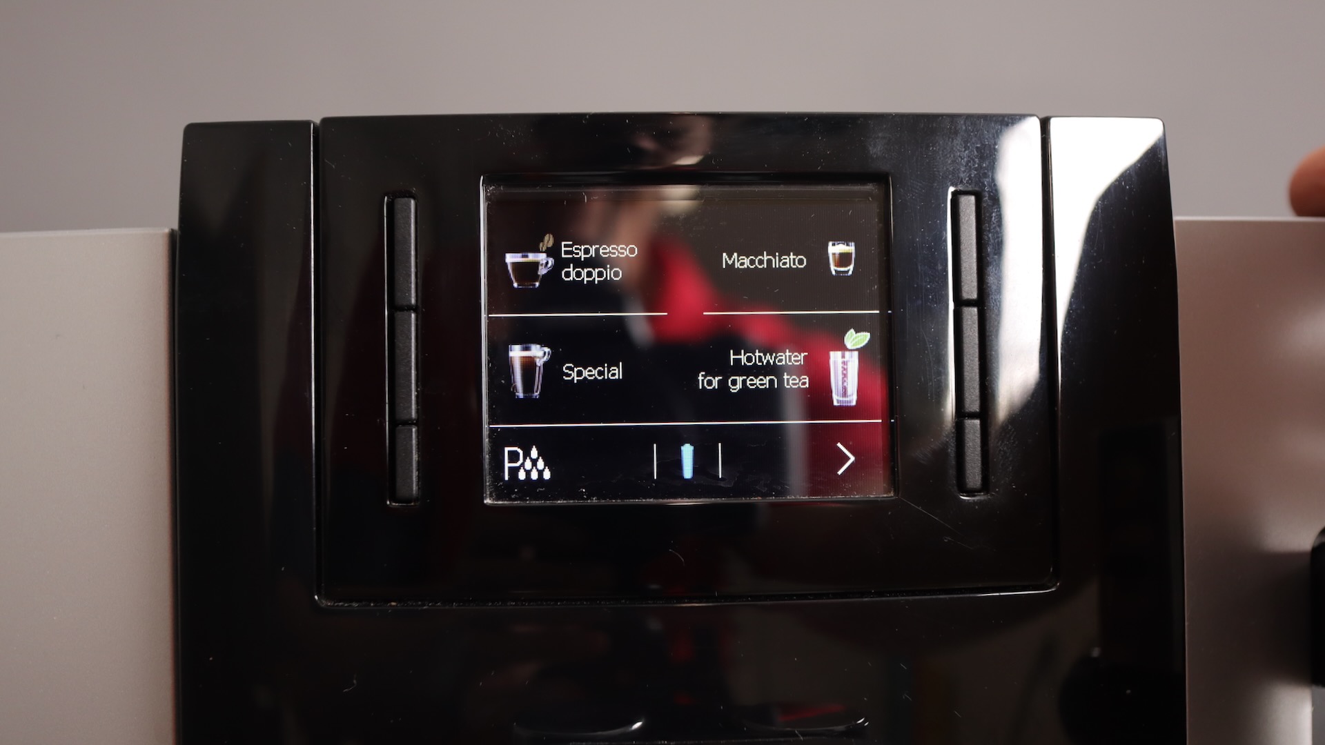 Coffee drink menu on the Jura E8 espresso machine, page 2