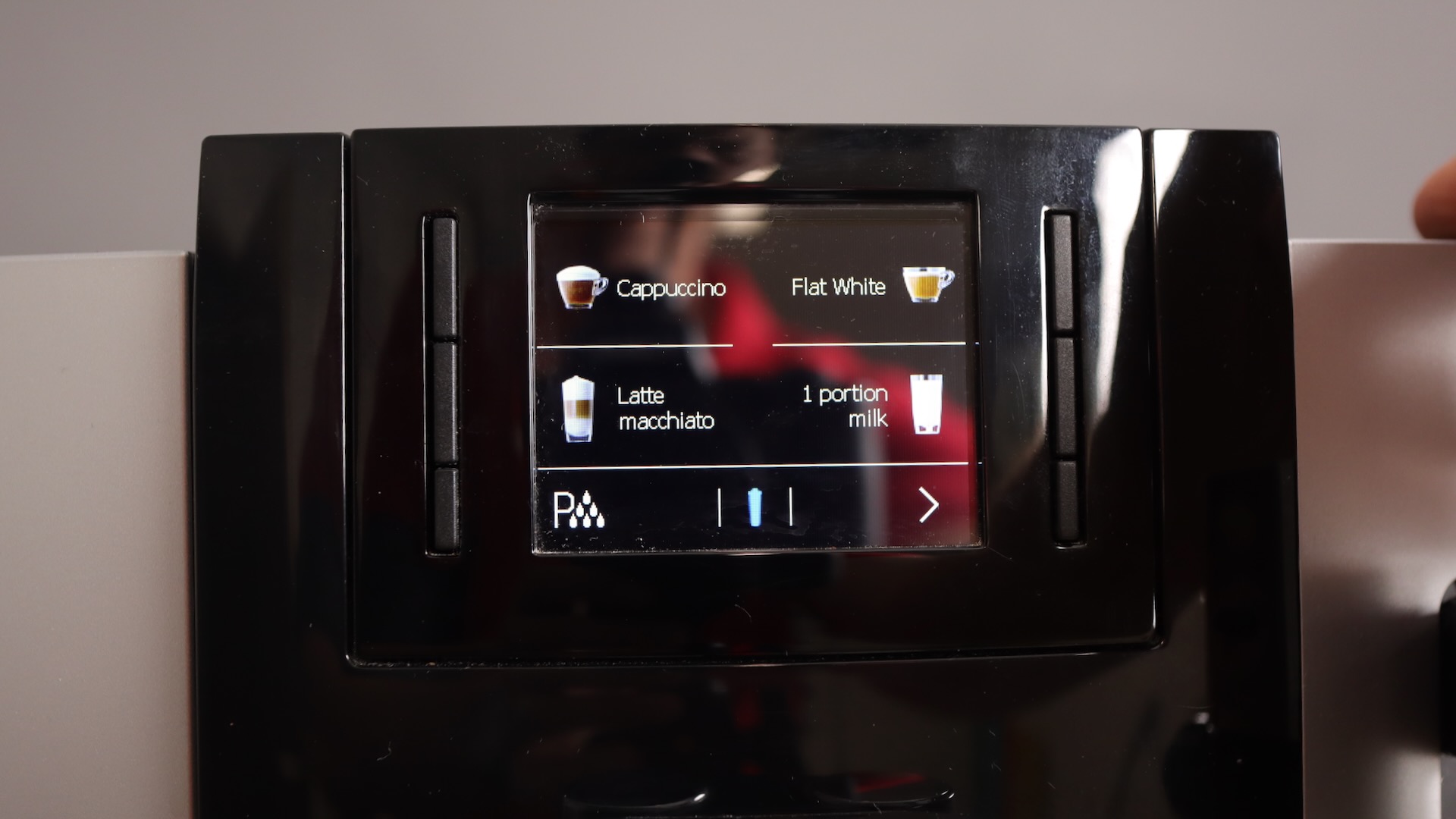 Coffee drink menu on the Jura E8 espresso machine, page 3