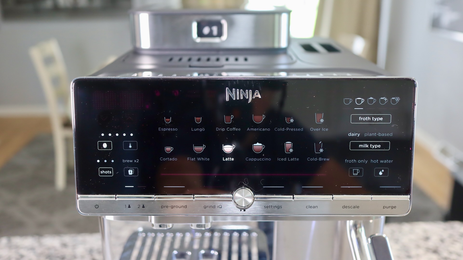Getränkemenü auf dem Ninja AutoBarista Pro