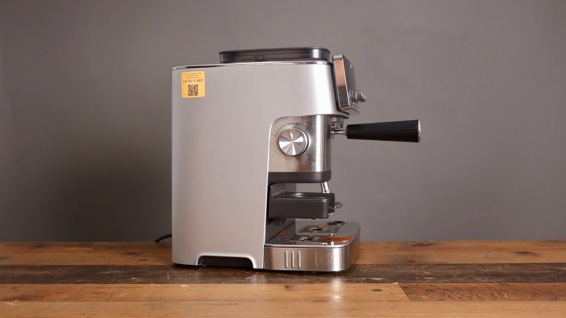 Left side with grinder knob on the Ninja Luxe Cafe Mini Plus